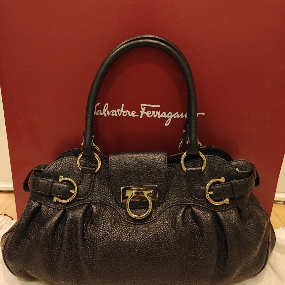 Year End Sale.Salvatore Ferragamo. New With Tag. Blueberry calf shoulder Bag.